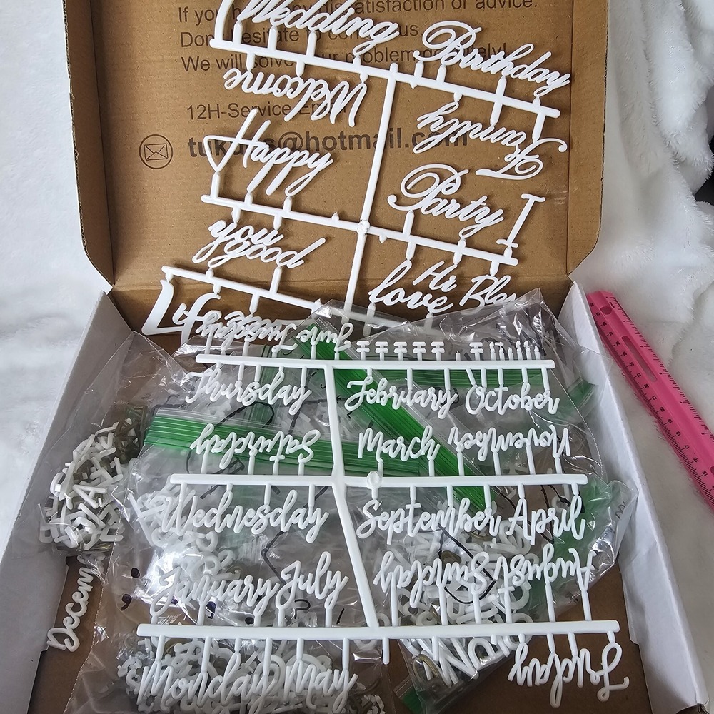 White Letters For Felt Board English Alphabet Numbers Months, NO BOARD INCLUDED